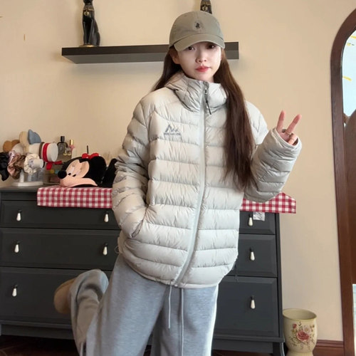 2025年新款白鸭绒排骨轻薄连帽羽绒服女情侣户外休闲短款时尚外套