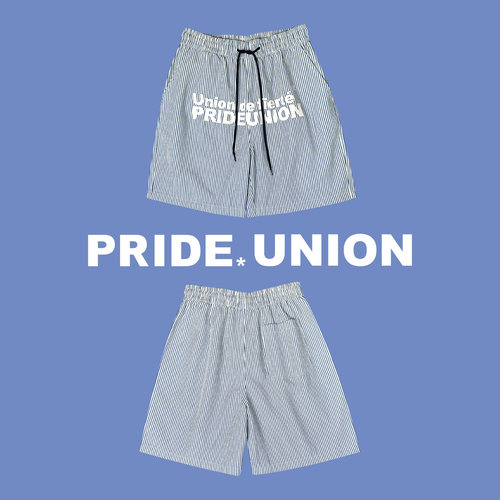 Prideunion法语印花条纹牛仔短裤
