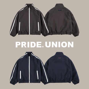 PRIDEUNION骄傲集结防水压胶拉链小立领运动风空气棉落肩夹克外套