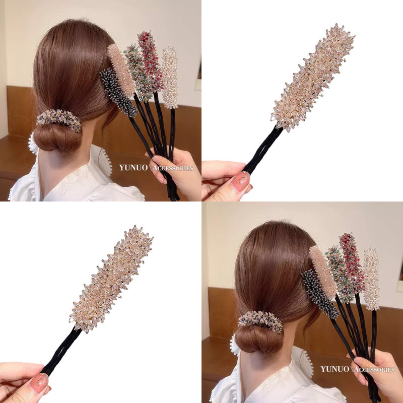 花苞水晶头盘发棒懒人盘发神器丸子头发饰女扭扭盘发器头发的发圈