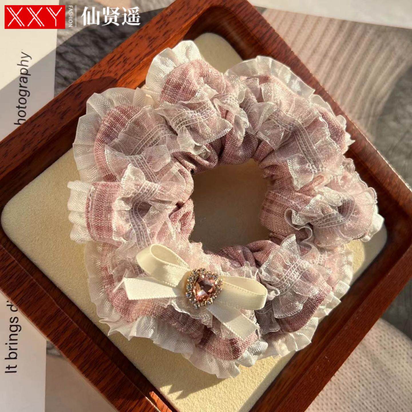 手作大肠发圈蕾丝花边蛋糕圈头绳