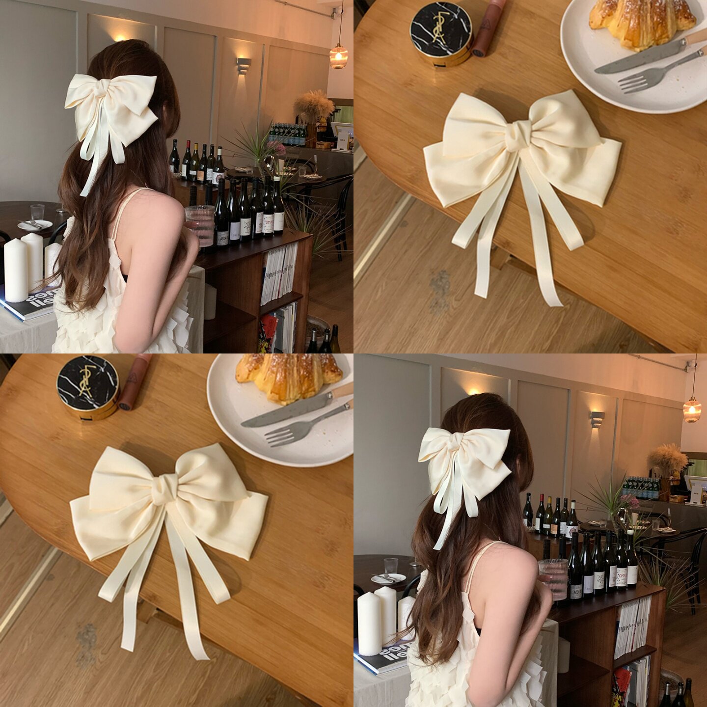 仙贤遥爆款韩版缎面蝴蝶结发夹女