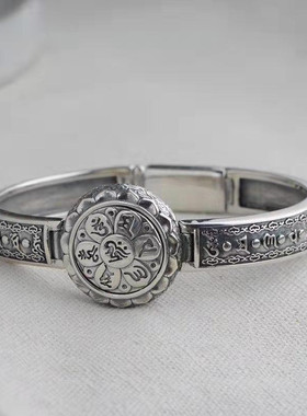 新款男士手链泰国银祥云纹金刚六