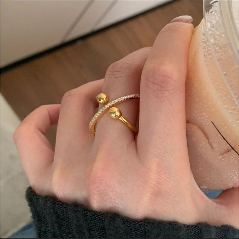 新款环绕拉丝星球戒指女小众设计