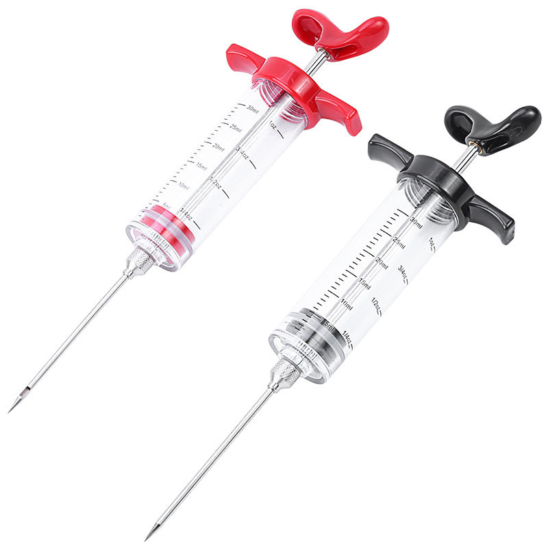 亚马逊热销30/50ml厨房火鸡注射器 塑料火鸡针烧烤卤汁调料注射针
