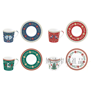easylife意大利浓缩咖啡杯碟系列釉下彩下午茶套装茶杯套装小容量