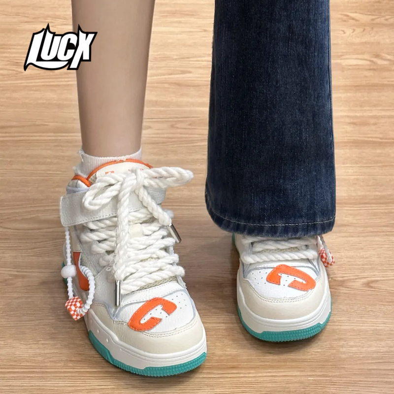 Lucx鞋子男款2025面包鞋学院帆布鞋冬季舒适情侣男女同款休闲板鞋