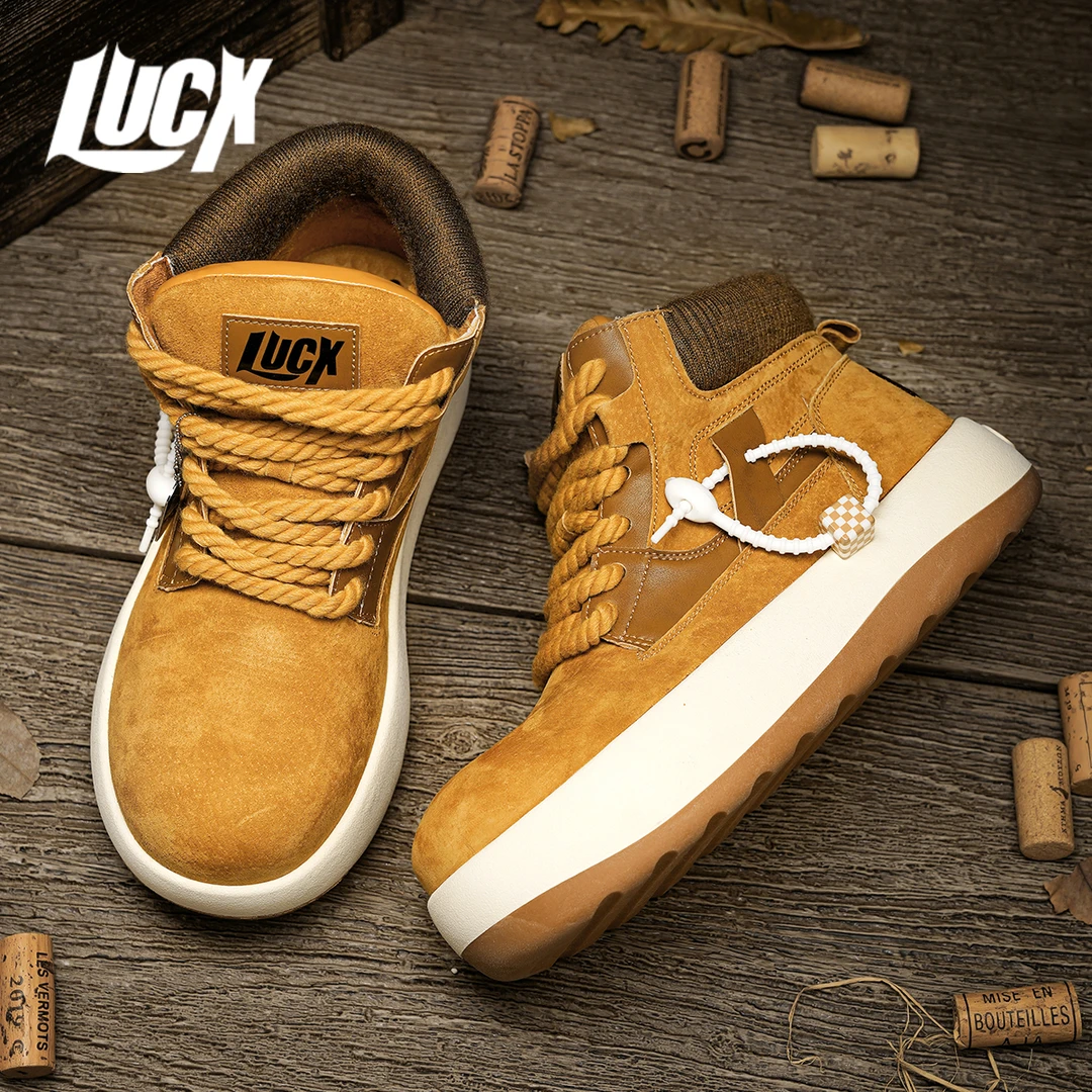 Lucx大头靴冬季2025爆款经典大黄靴情侣款靴子厚底QQ萌增高马丁靴