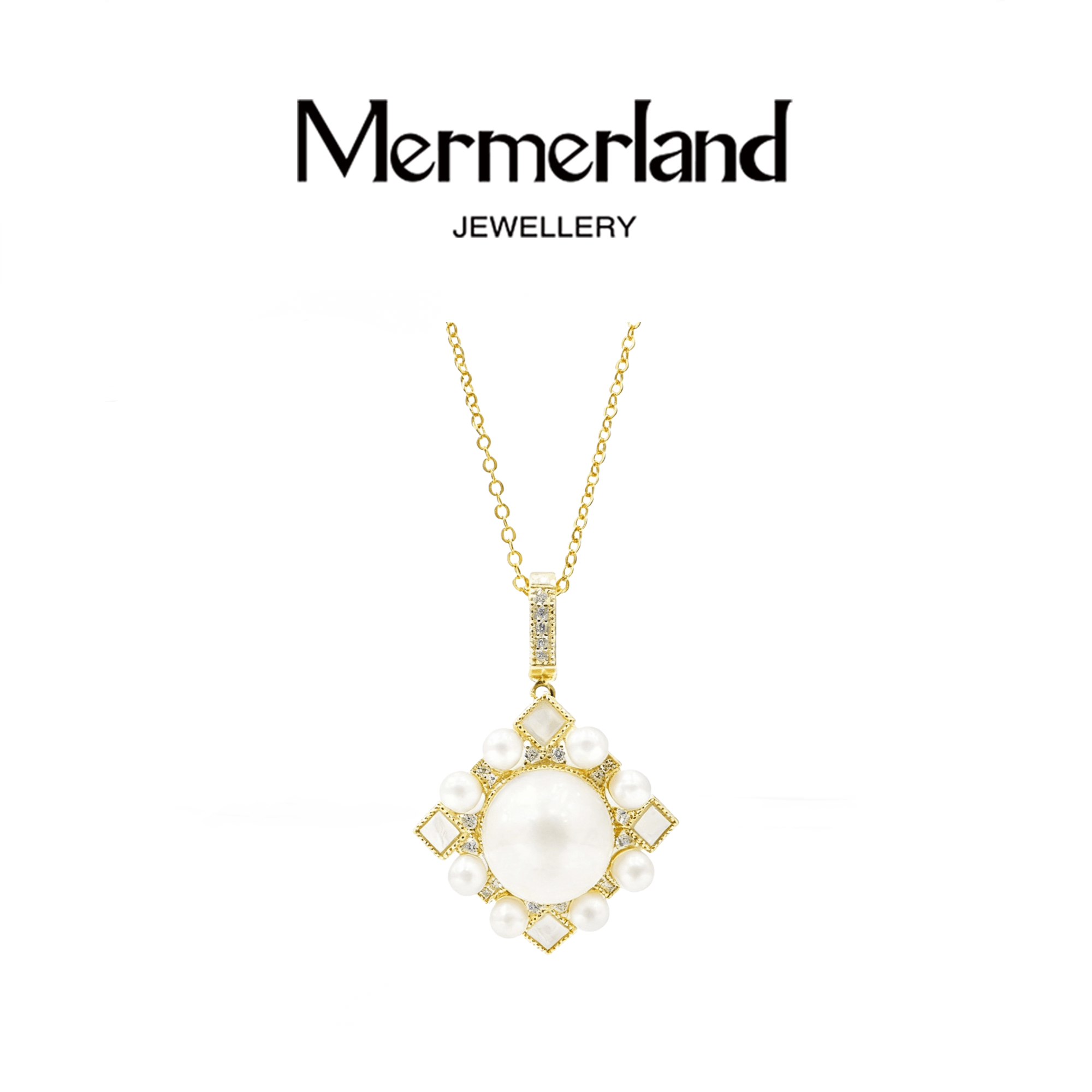 Mermerland项链摩登菱形贝壳设计天然淡水珍珠颈链新年礼物女士,珠宝/钻石/翡翠,颈饰,淘宝优惠券,粉丝福利购,淘宝优惠卷