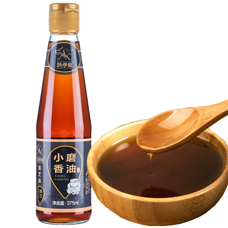 厂家直销 375ml 纯黑芝麻香油商超代加工火锅油家庭凉拌煲汤