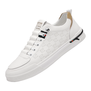 休闲皮鞋男士小白鞋男款运动板鞋平底免系带套脚开车鞋真皮男鞋子