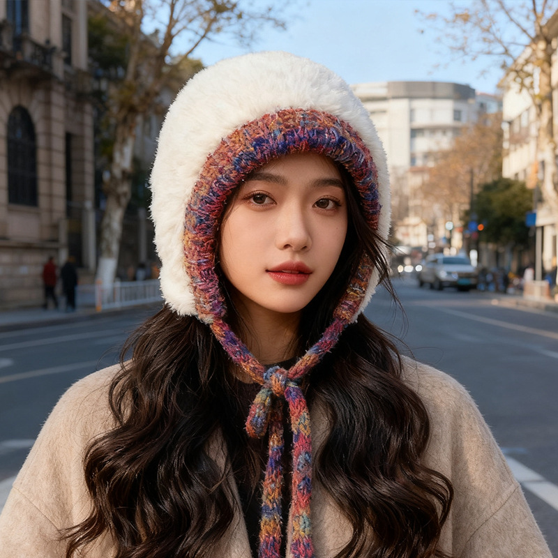 韩版秋冬新款毛绒护耳包头帽子女