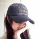 困困鱼头 复古三只花朵字母刺绣轻薄软顶棒球帽百搭显脸小鸭舌帽