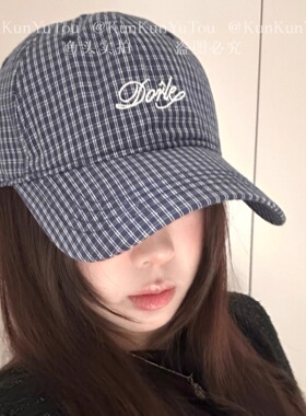 格纹ins字母刺绣软顶棒球帽潮