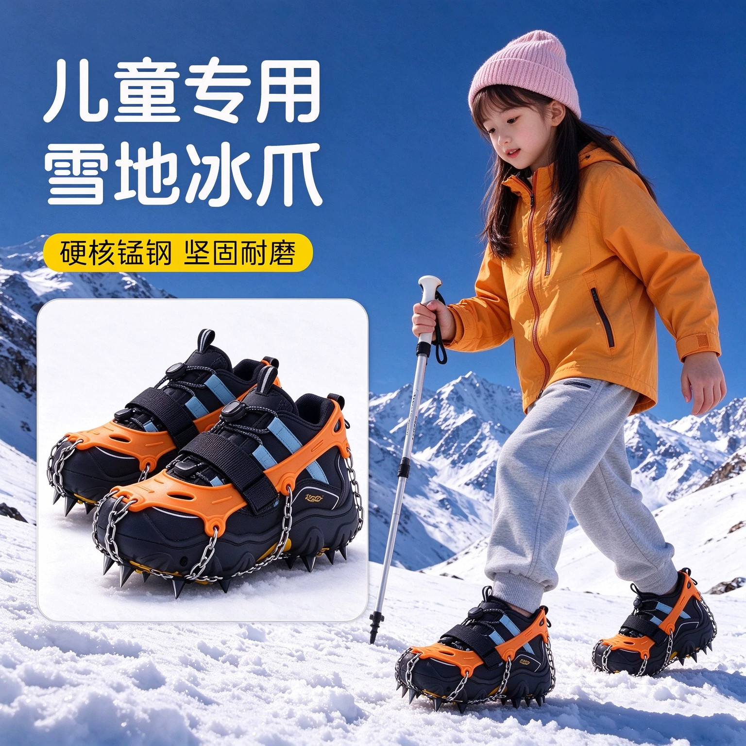儿童雪地冰爪防滑鞋套户外登山防摔耐磨东北简易雪爪鞋钉鞋底神器