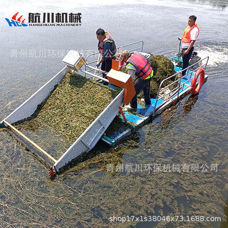 输航川械IIT河道割草船草水浮水莲打捞船河面清理船运全自动机割