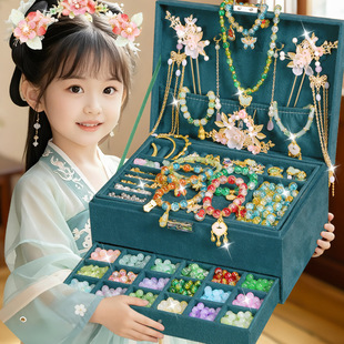 古风儿童琉璃串珠diy手链项链送小朋友女孩生日礼物散珠串珠礼盒