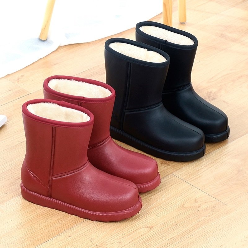 雨鞋女加绒防滑水鞋加厚保暖防水棉雨靴男冬季水靴一体绒洗衣胶鞋