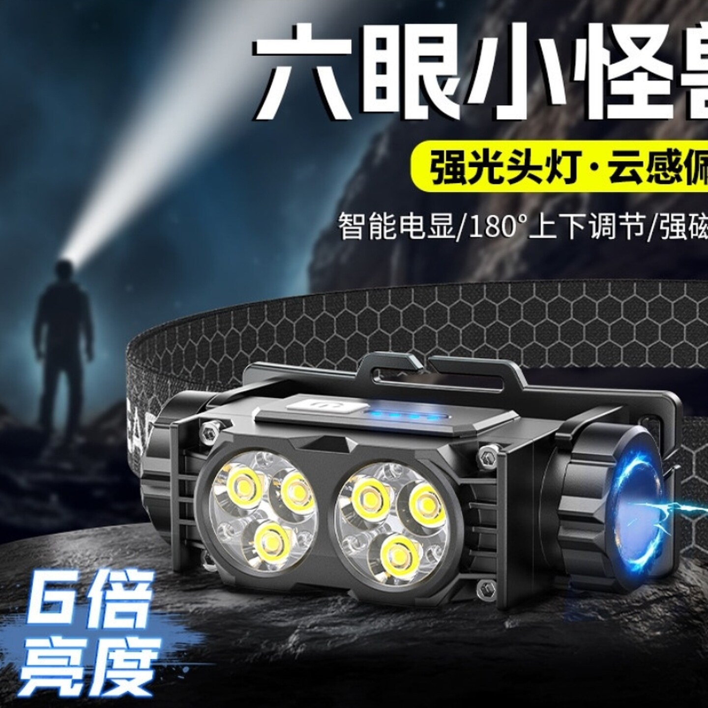 头灯强光超亮可充电头戴式小型便携式野外钓鱼专用双灯大泛光迷你