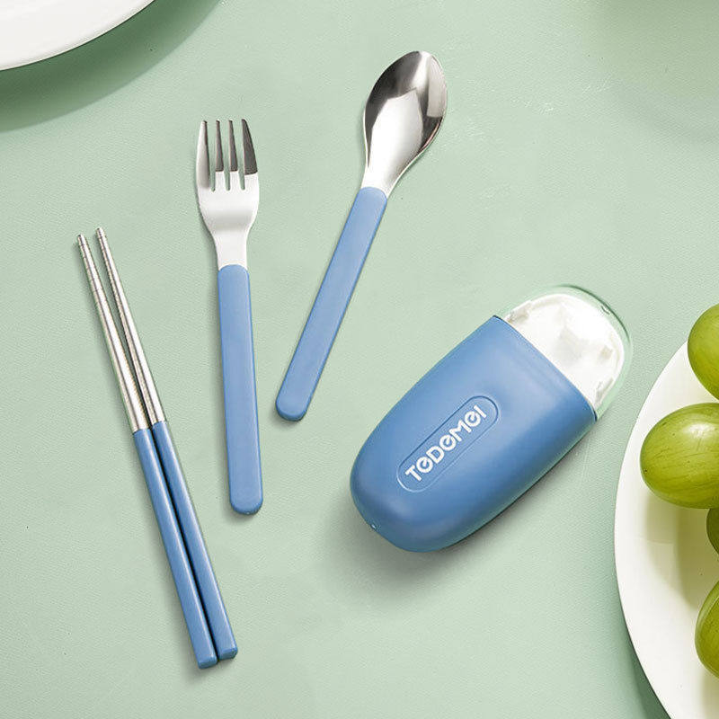 2025新款304不锈钢便捷餐具套装不锈钢儿童户外旅行餐具三件套