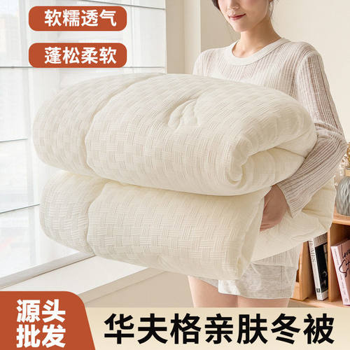 2024华夫格秋冬被冬季加厚被褥学生人冬被双人加厚保暖被芯