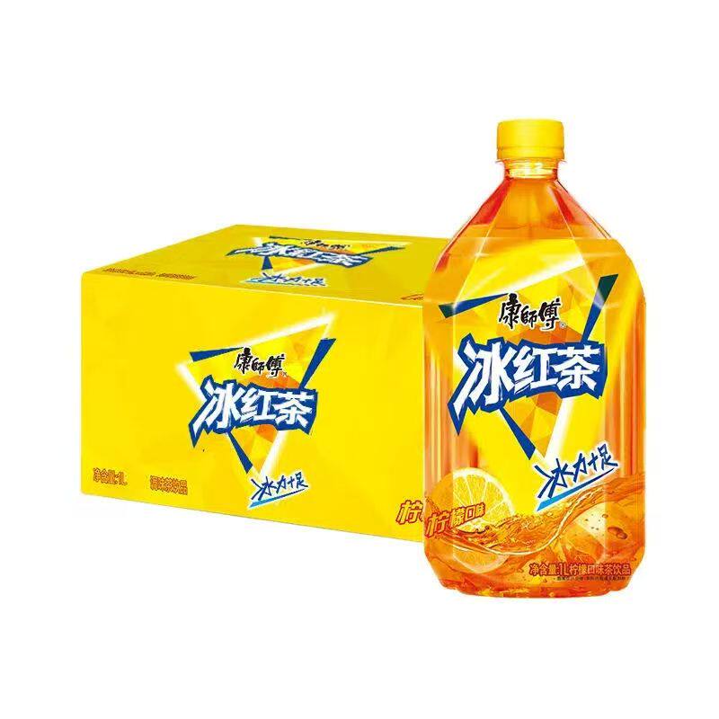 【特价】康师傅果茶系列1L12瓶经典冰红茶大瓶整箱批特惠装