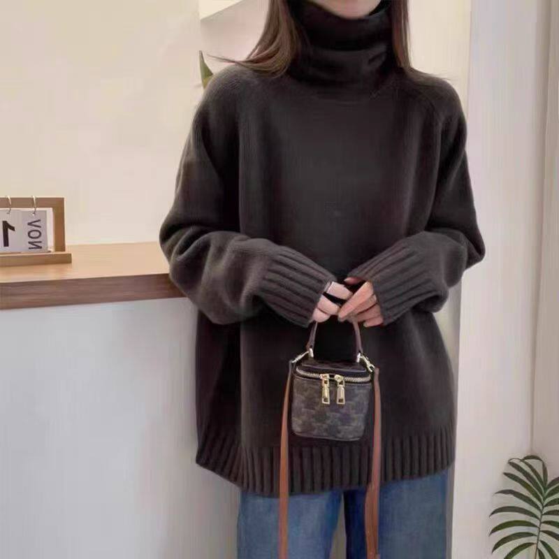 王菲同款秋冬新款高领羊毛衫女宽毛针织衫