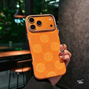 2026新年款 磨砂保护套 Bitcoin凯夫拉纹适用苹果iPhone17promax手机壳16pro轻薄15promax磁吸充电17pro商务款