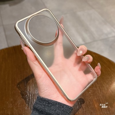 适用华为mate80promax肤感磨砂新款手机壳80pro电镀边框mate80时尚小米17pro耐脏防指纹半透明全包防摔保护壳