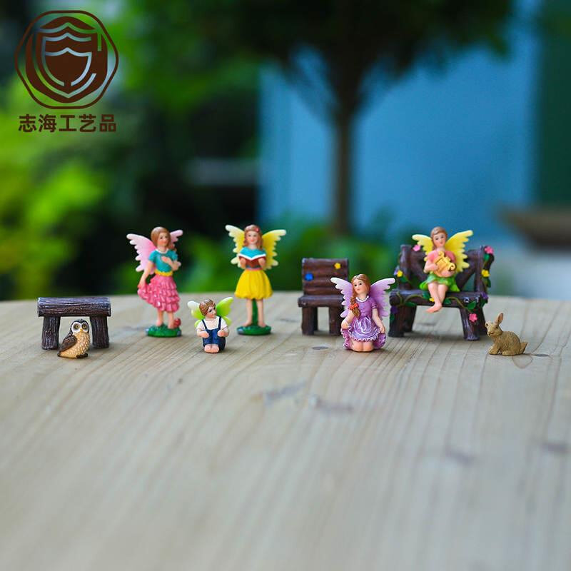 花仙子组合摆件礼盒花园桌面场景装饰礼品树脂工艺品跨境亚马逊