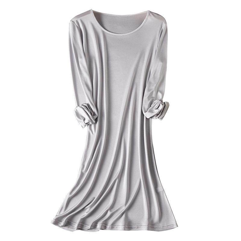 桑蚕丝简约百搭长袖长裙 宽松版显瘦遮肉 舒适圆领透气真丝睡裙,女士内衣/男士内衣/家居服,睡裙,淘宝优惠券,粉丝福利购,淘宝优惠卷