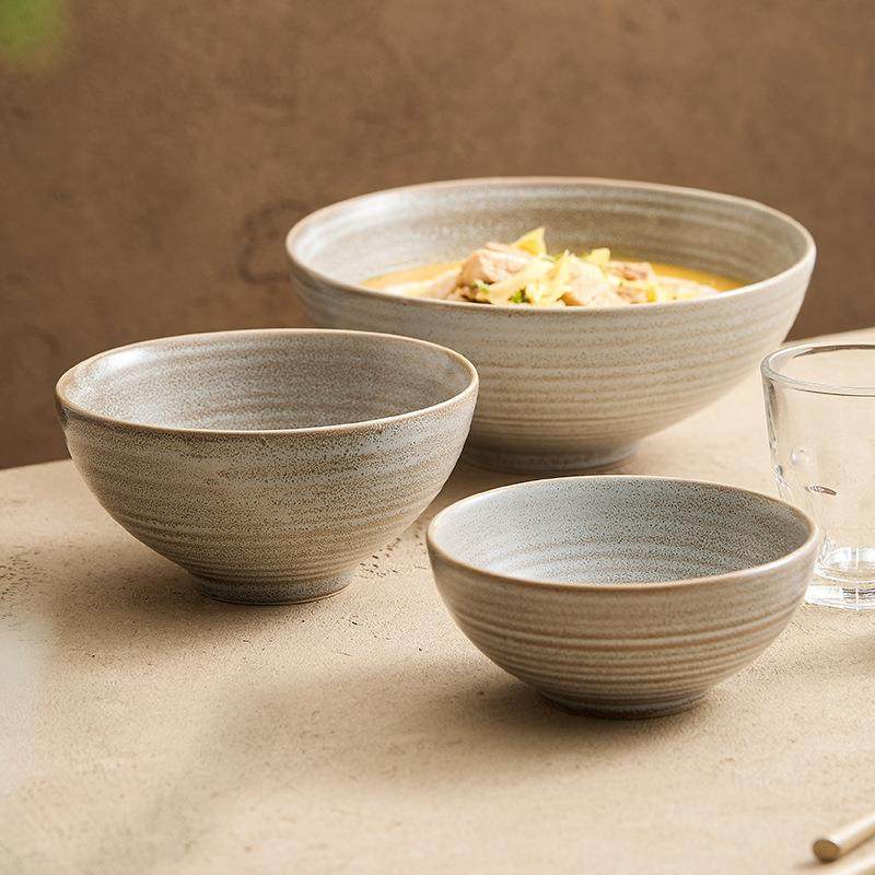 窑变茶色螺纹陶瓷碗家用米饭碗斗笠碗日式饭店大碗汤碗面碗沙拉碗,餐饮具,碗,淘宝优惠券,粉丝福利购,淘宝优惠卷