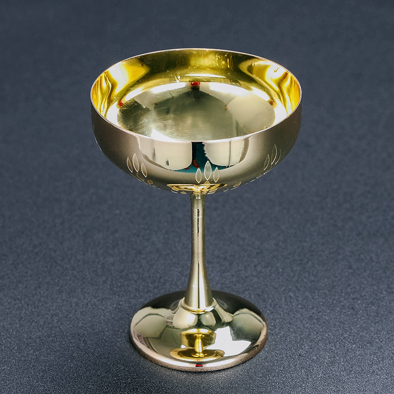 Stainless steel, highball glass, golden cocktail glass