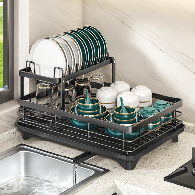Dish Drying Rack Adjustable Kitchen Plates Organizer with