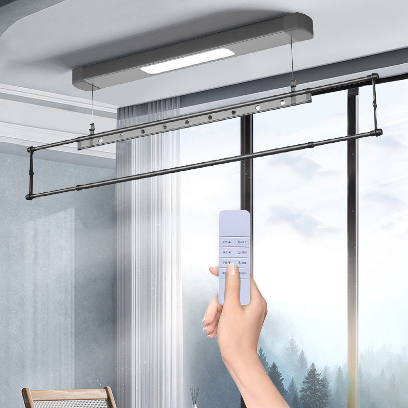 小型电动晾衣架升降阳台单杆智能家用遥控自动伸缩晾衣杆极窄晒衣