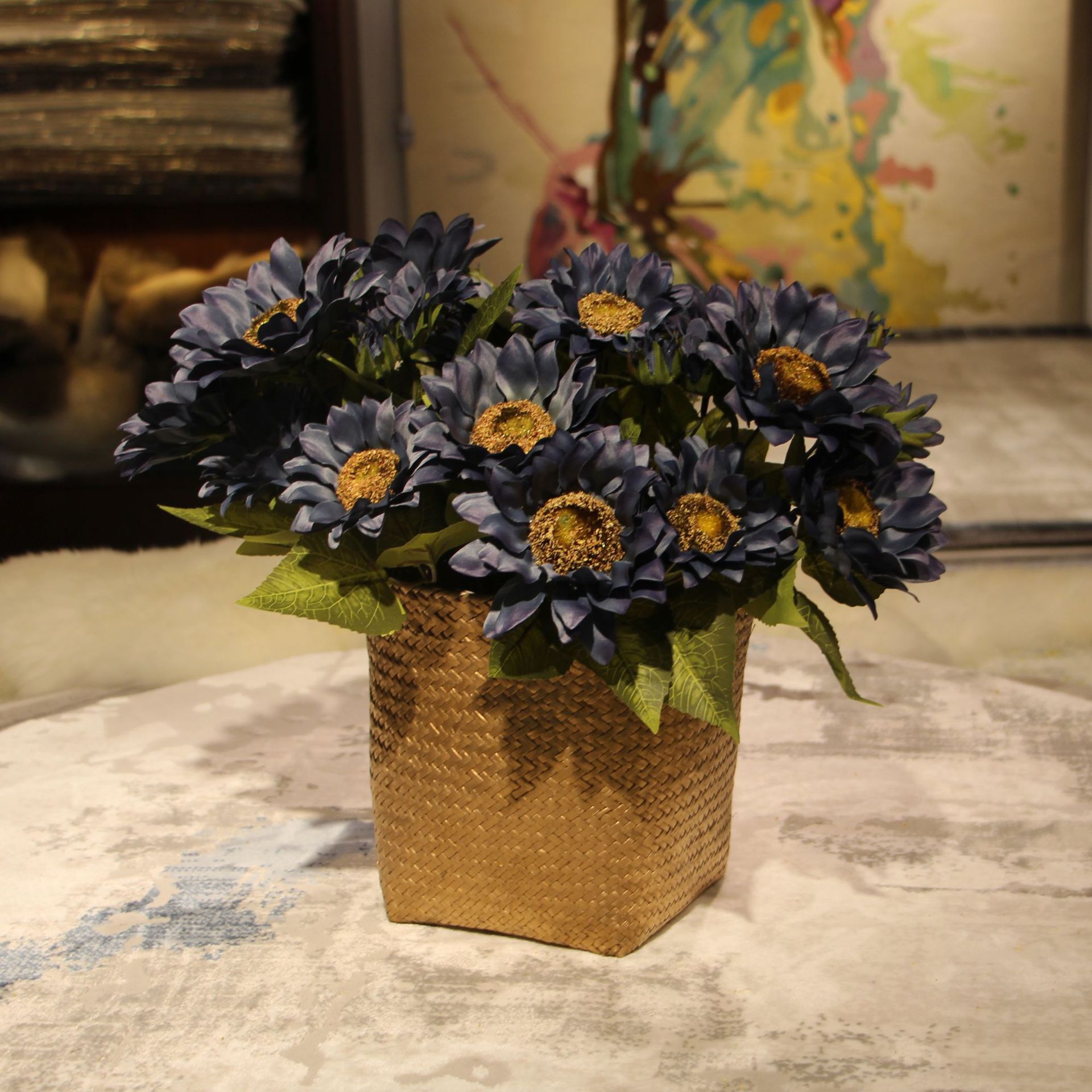 仿生花秋色向日葵欧式太阳花婚庆家居小把花假花仿真花束现货