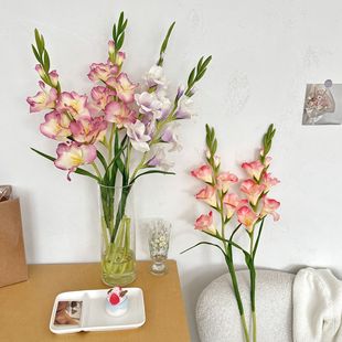 软胶枝剑兰花仿真花装饰摆件高级感客厅落地花艺插花配材布景假花
