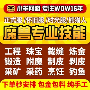 魔兽世界代练熊猫人怀旧时光正式服专业技能工程珠宝裁缝附魔炼金