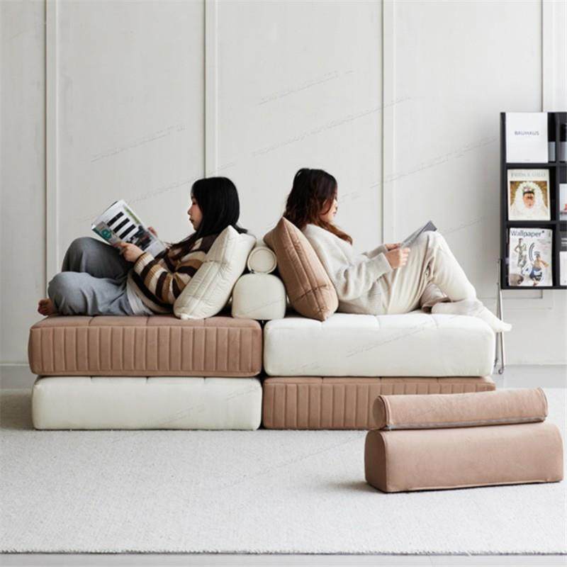奶油风九天层糕948布艺模沙发欧网红鹅绒单人小北户型懒人块沙发
