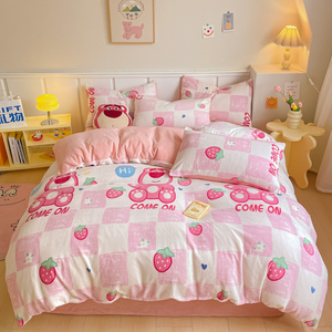 2023新款牛奶绒四件套法莱绒家用床上用品学生宿舍套件防静电
