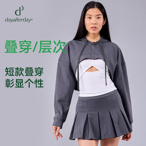小众设计感短款叠穿外套连帽衫