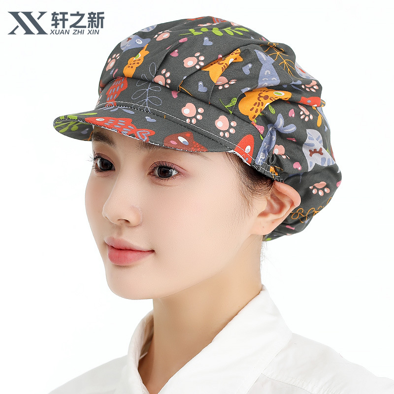 厨师帽女厨房帽子女款防油烟炒菜车间工作烧饭餐饮防尘食品
