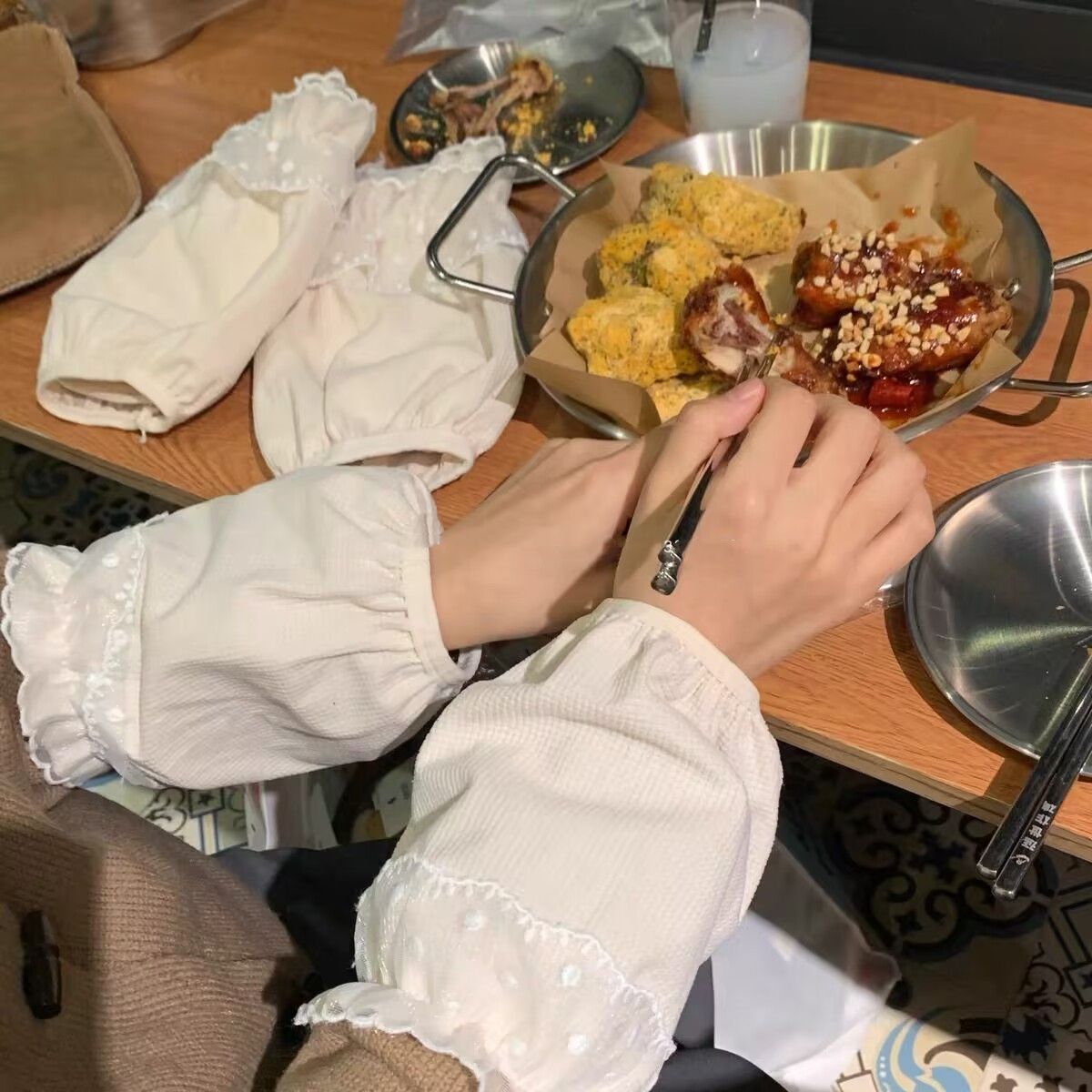 秋冬袖套羽绒服防污耐脏套袖女款