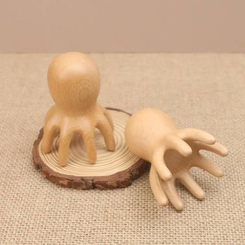 头部按摩梳子经络疏通点穴拨筋棒八爪章鱼梳檀木材质疏通痒痒挠身