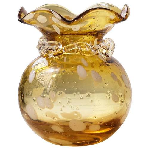 视远中式钱袋蜜糖色琉璃花瓶高级感轻奢创意现代客厅餐桌摆件