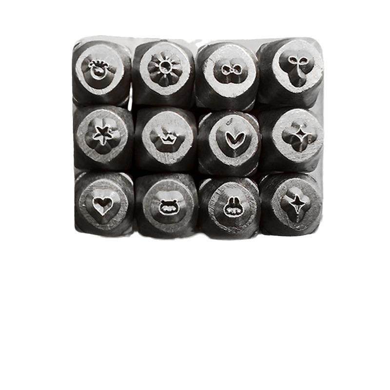 DI皮雕花錾冲工具12PC情侣系列皮革钢印2mm工厂供应量大优惠
