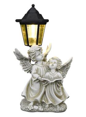 太阳能北欧天使女孩树脂摆件户外露台阳台庭院草坪家居民宿装饰品