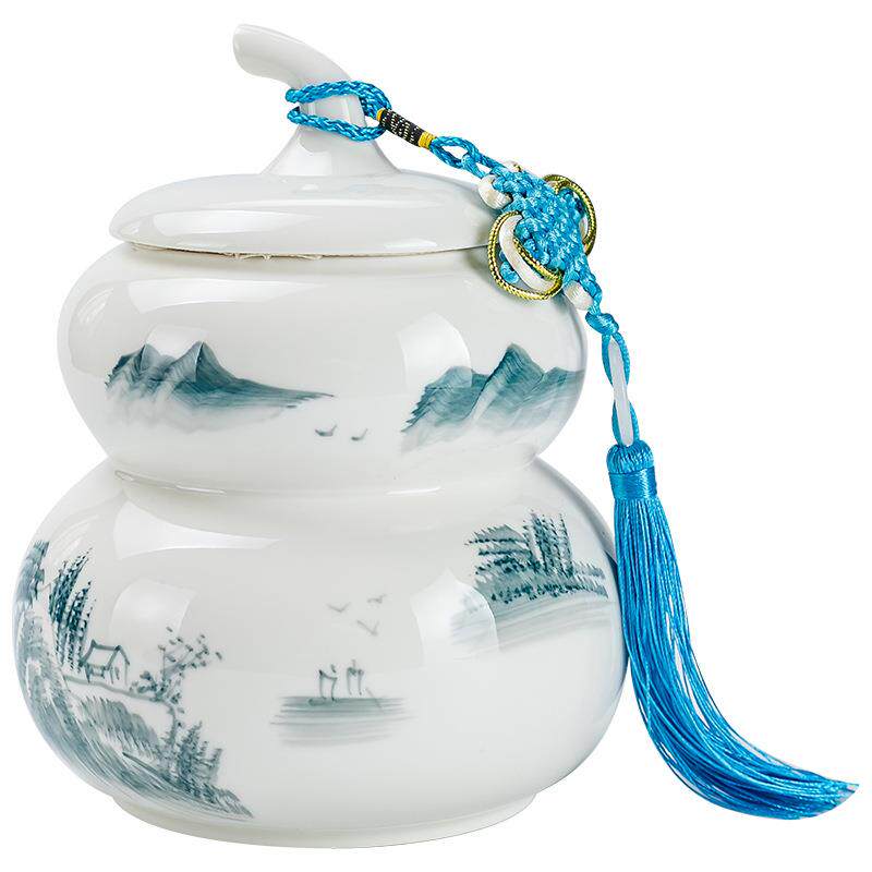 茶叶罐陶瓷大号密封罐存茶罐茶叶桶茶叶包装盒1斤装创意葫芦