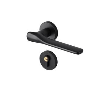 黑色室内简约分体锁卧室门锁磁吸静音执手锁工程房门把手门锁