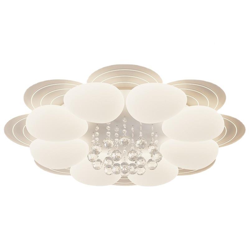 客厅吸顶灯简0约现代22新款奶风LDE轻奢水晶灯5全光谱护眼圆形主